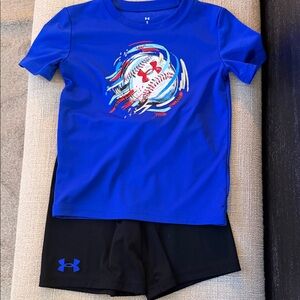 Under Armour Kids Blue Graphic Rashguard Set